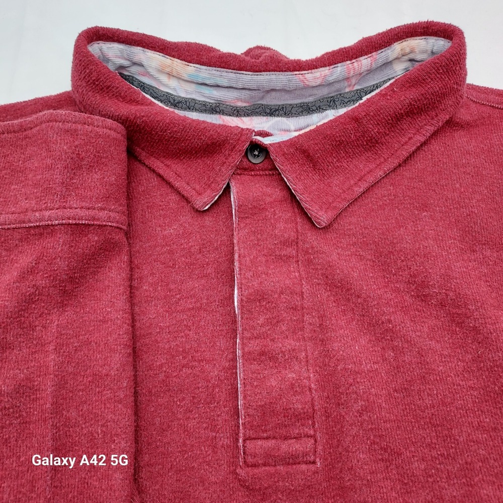 Tommy Bahama XXXL/TTTG Men's Long Sleeve Rugby Polo Shirt Red Soft‎